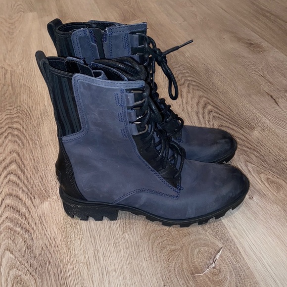 Sorel Shoes - Sorel Phoenix Blue/Black Zip Up Combat Boots